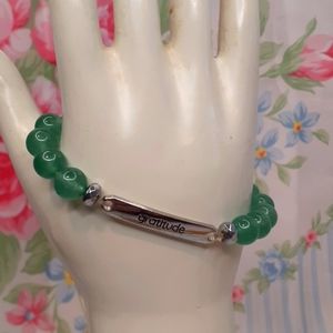 Stretchy Green Bead Gratitude Bracelet